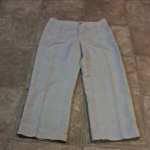 Coldwater Creek Light Khaki Linen Trousers Pants with Pockets and Drawstring
